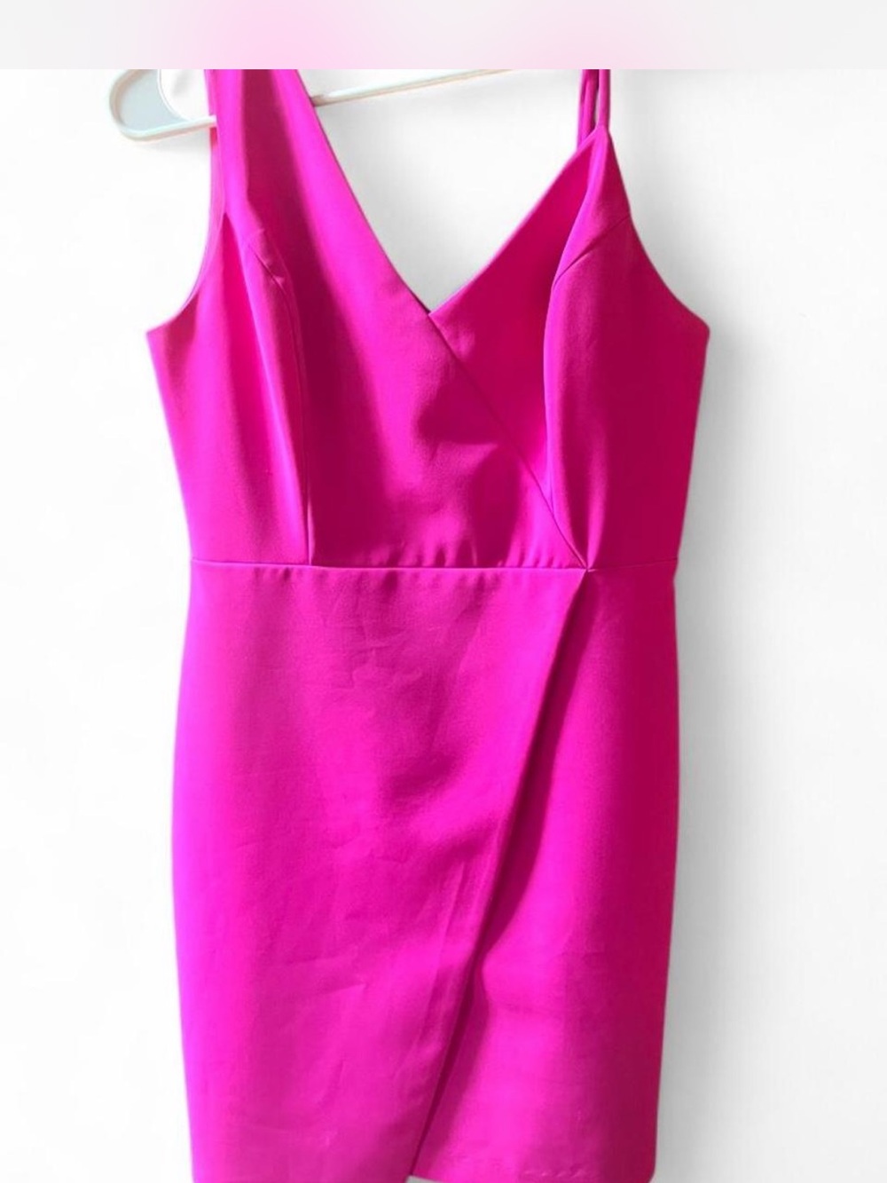 Karlie Fuchsia Pink Bodycon Mini Dress Asymmetrical Wrap Party Cocktail M